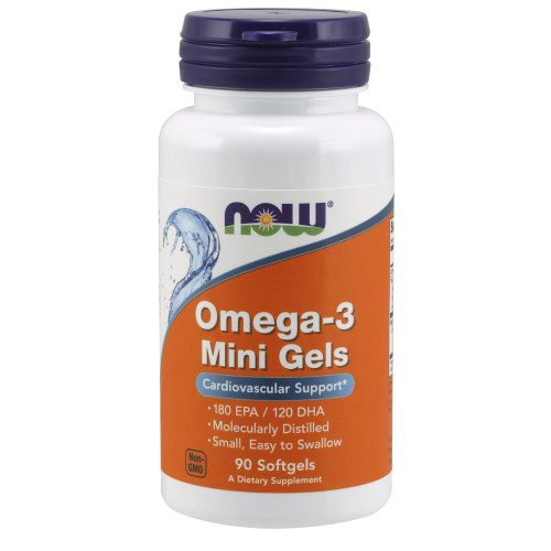 Now Vitamins - Omega-3 Mini Gels 180 EPA/120 DHA 90 Softgels