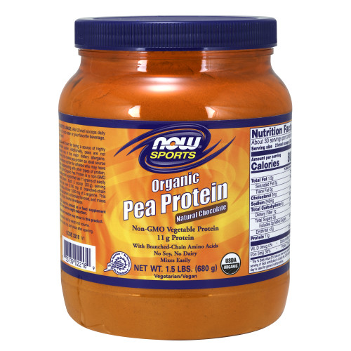 Now Vitamins - Pea Protein Organic Chocolate 23g Serv 1.5 lb 