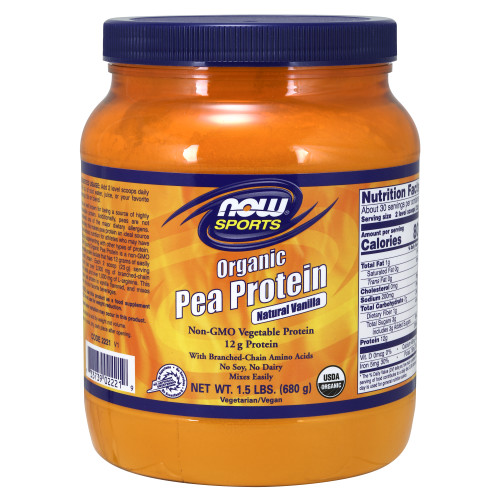Now Vitamins - Pea Protein Organic Vanilla 23g Serv 1.5 lb 