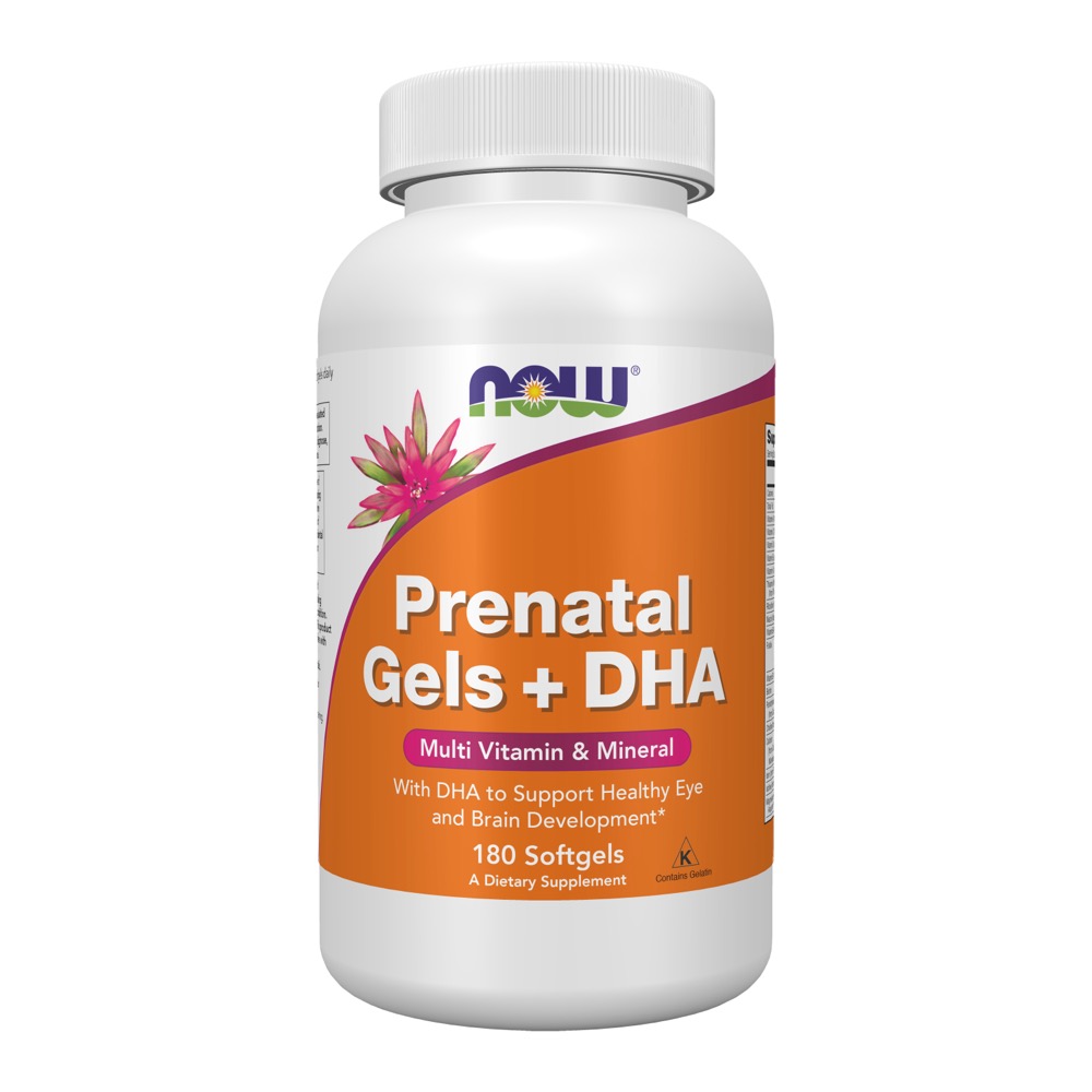 Now Vitamins - Prenatal Gels + DHA - 180 Softgels