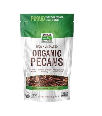 Now Vitamins - Pecans Organic & Unsalted 12oz