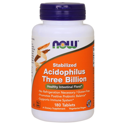 Now Vitamins - Stable Acidophilus 3 Billion 180 Tabs-*BEST BY 7/2023*