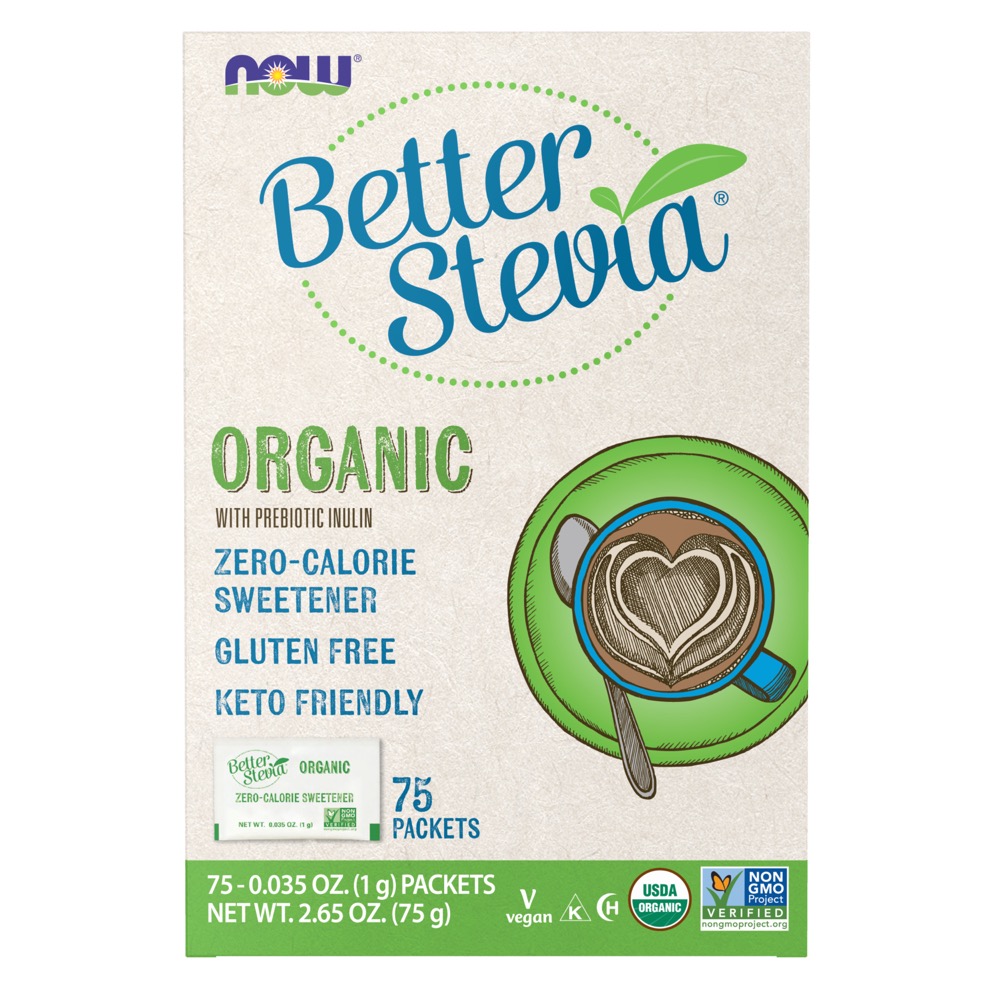 Now Vitamins - Stevia Extract Certified Organic 75 Packets- 75g each