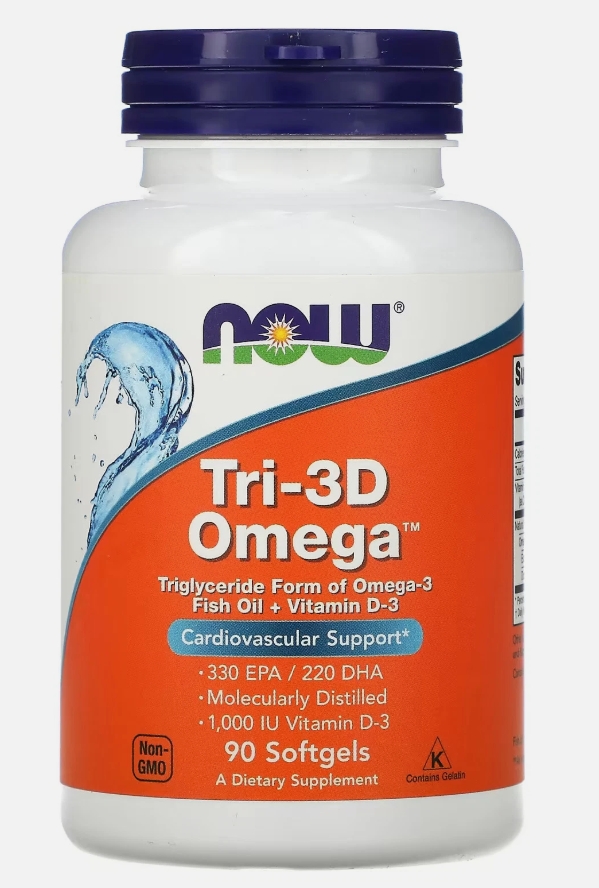 Now Vitamins - Tri  3D Omega Fish Oil 90sg