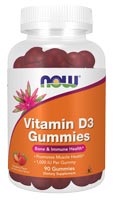 Now Vitamins - Vitamin D3 Gummies - Strawberry Flavor - 90 Gummies