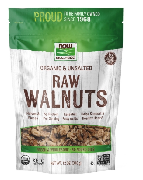 Now Vitamins - Organic Walnuts Halves & Pieces 12 oz