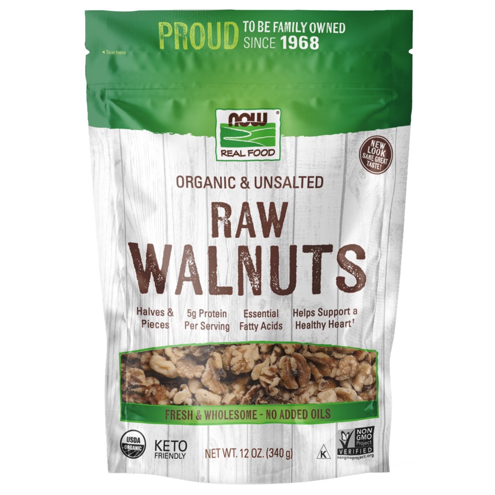 Now Vitamins- Walnuts, Organic Raw Halves & Pieces - 12oz-OUT OF STOCK