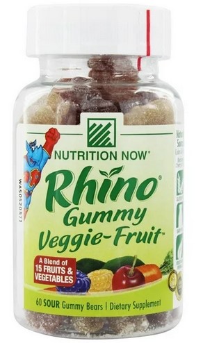 Nutrition Now Rhino Veggie-Fruit Bears 60 Chew