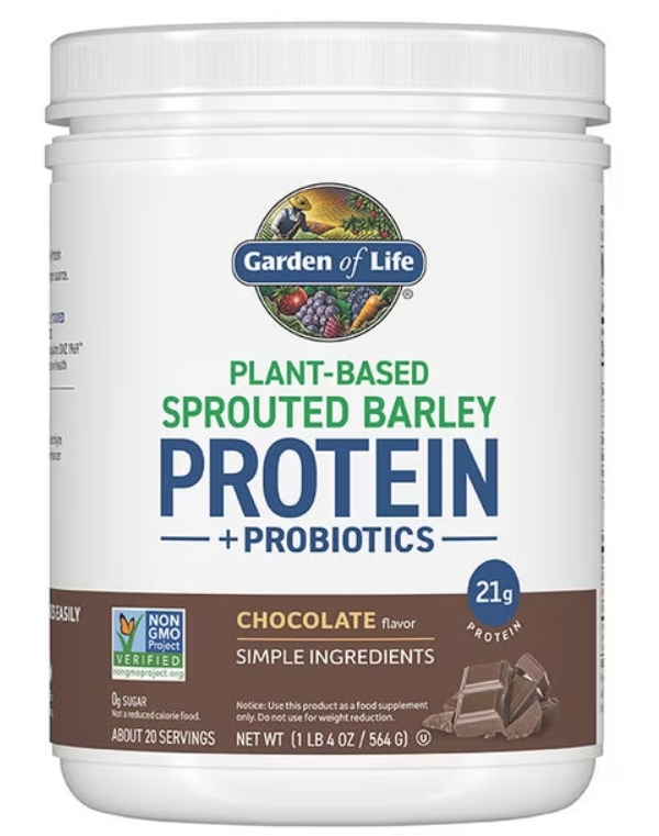 Garden of Life - Plant Based Sprouted Barley Protein + Probiotics 20 Servings  Chocolate Flavor
