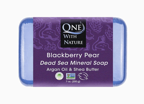 One With Nature Dead Sea Min Blackberry Pear Bar Soap 7 oz
