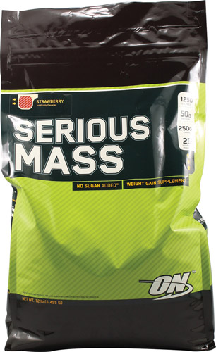 Optimum Nutrition - Serious Mass (No Sugar Added) Strawberry 12 Lbs