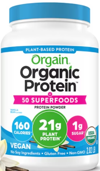 Orgain 50 Superfoods 21g Plant Protein 2.1 lb Vanilla Flavor 18 Servings