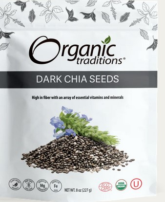Organic Traditions Chia Seeds Dark Whole 8 ounce