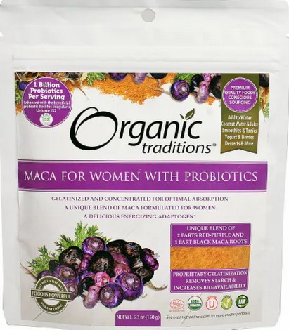 Organic Traditions Maca Womens Powder with Probiotics 5.3 ounce