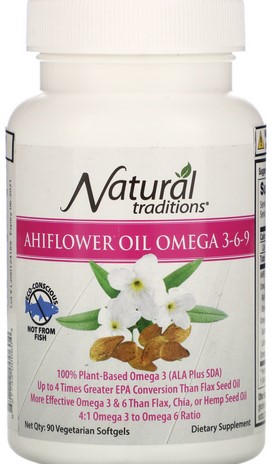 Organic Traditions Non Organic Ahiflower Omega 3-6-9 90 softgel