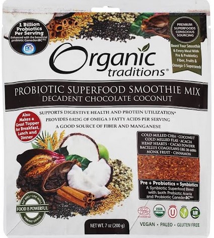 Organic Traditions Probiotic Smoothie Mix Decadent Chocolate Coconut 7 ounce-UNAVAILABLE