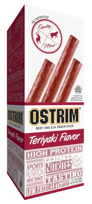 Ostrim Beef and Elk Snack Stick Teriyaki 1.5 oz. 10 sticks