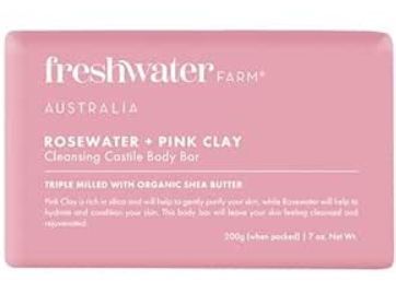 FreshWater Farm Castile Body Bar Rosewater + Clay 7 oz 