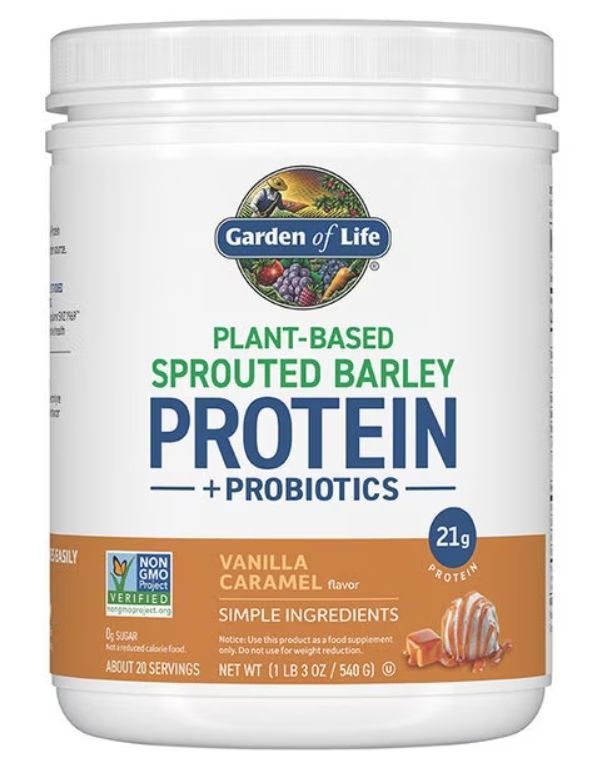 Garden of Life - Plant Based Sprouted Barley Protein + Probiotics 20 Servings Vanilla Caramel Flavor