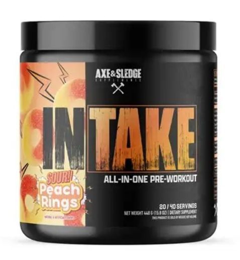 Axe & Sledge INTAKE Pre Workout Sour Peach Rings Flavor 20/40 Servings
