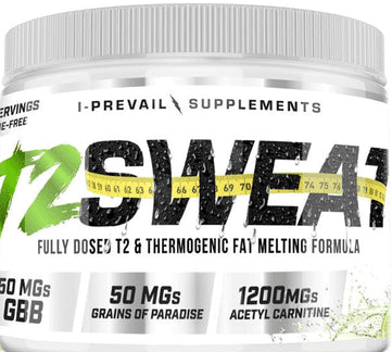I-Prevail Supplements T2 Sweat Thermogenic Fat Melting Formula 60 Servings Lemon Lime Flavor