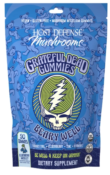 Fungi Perfecti - Host Defense Mushrooms Grateful Dead Beary Well Gummies 90 Gummies Elderberry Medley Flavor 30 Servings