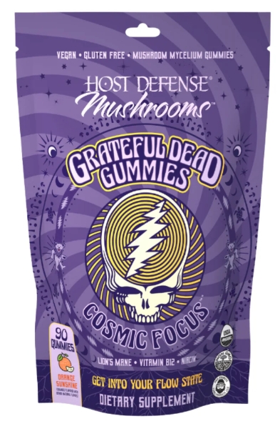 Fungi Perfecti - Host Defense Mushrooms Grateful Dead Cosmic Focus Gummies 90 Gummies Orange Sunshine Flavor 30 Servings