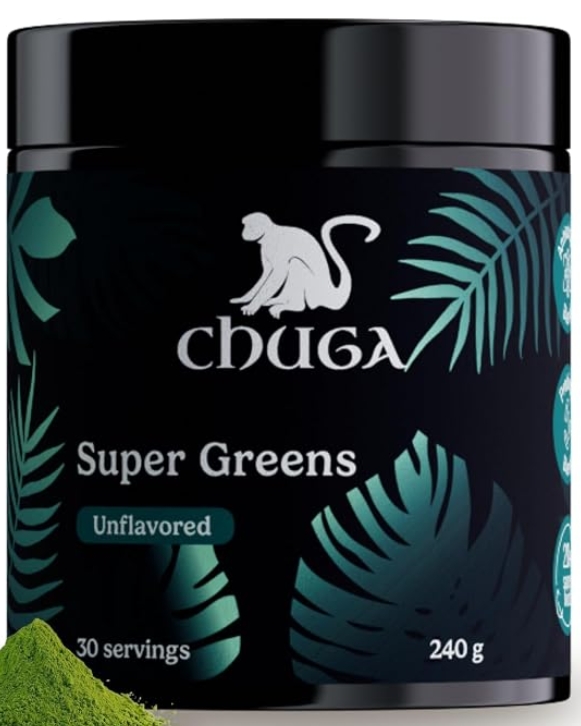 Chuga Super Greens Powder Organic 240g Unflavored 30 Servings 