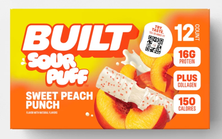 Built SOUR PUFF Sweet Peach Punch Protein 12/Bars