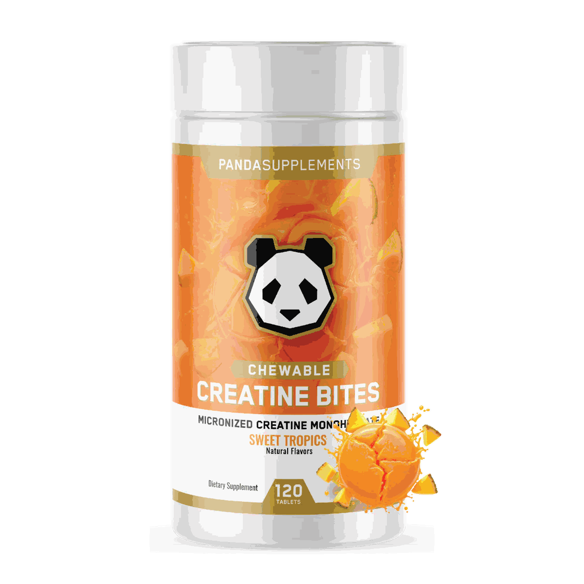 Panda Supplements Chewable Creatine Monohydrate Bites 120 Tabs Sweet Tropics Flavor