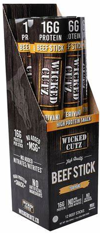 Wicked Cutz Beef Stick Teriyaki 15g Protein 12 Stx