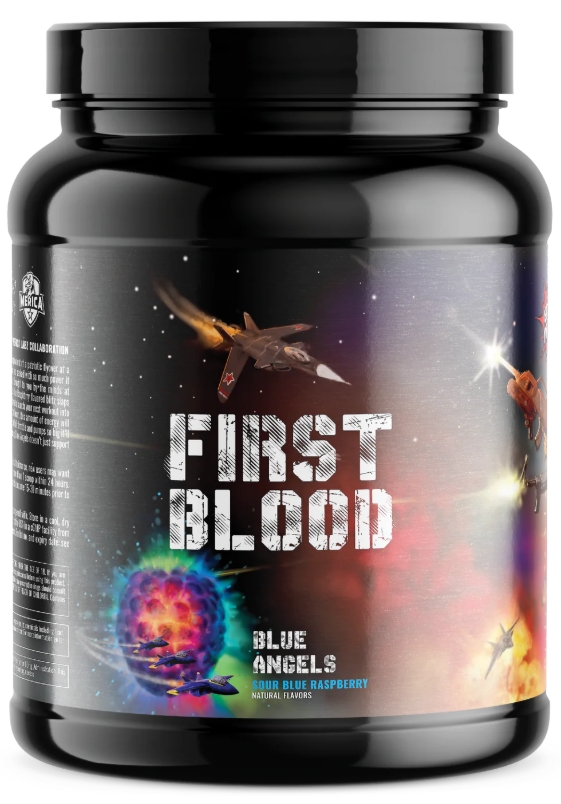Panda Supplements First Blood Pre - Workout (High Stim) Blue Angels Blue Raspberry Flavor