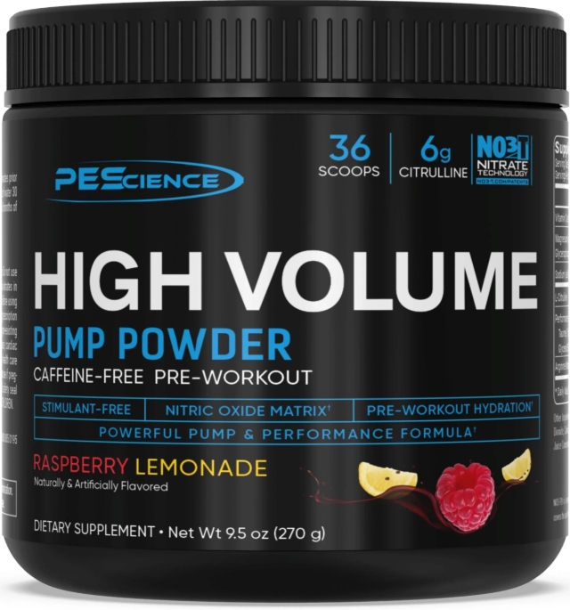 PEScience High Volume Non - Stim Nitric Oxide Powder 18 Servings Raspberry Lemonade