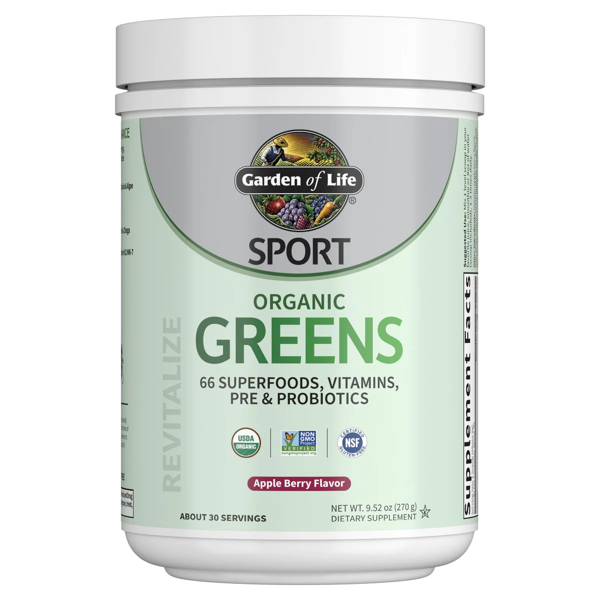 Garden Of Life - Sport Organic Greens Apple Berry Flavor 30 Serivings