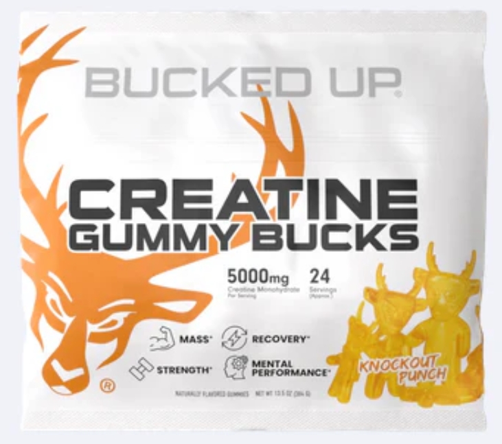 Bucked up Creatine Gummy Bucks 5g creatine 20 Servings Knockout Punch Flavor
