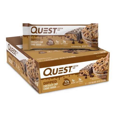 Quest Bar Dipped Chocolate Chip Cookie Dough 12 Bars