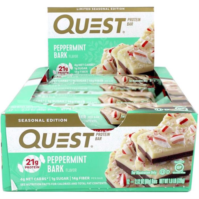 Quest Bar Peppermint Bark Seasonal Flavor 12 Bars    