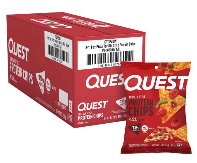 Quest Protein Chips Tortilla Style 1.1 oz Pizza Flavor Box of 8