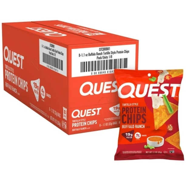 Quest Protein Chips Tortilla Style 1.1 oz Buffalo Ranch 8 Bags