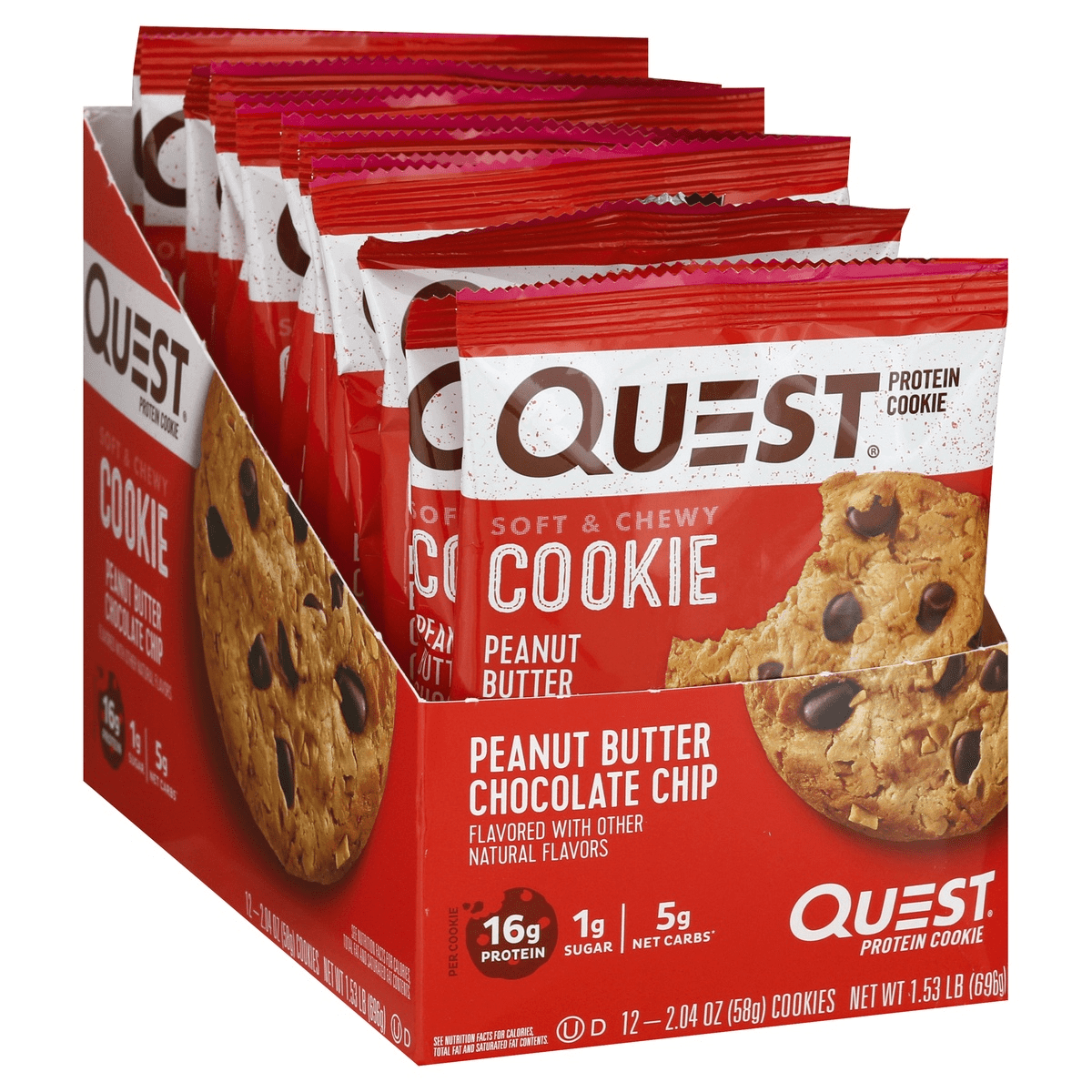Quest Protein Cookie Peanut Butter Chocolate Chip 12 - 2.04oz cookies