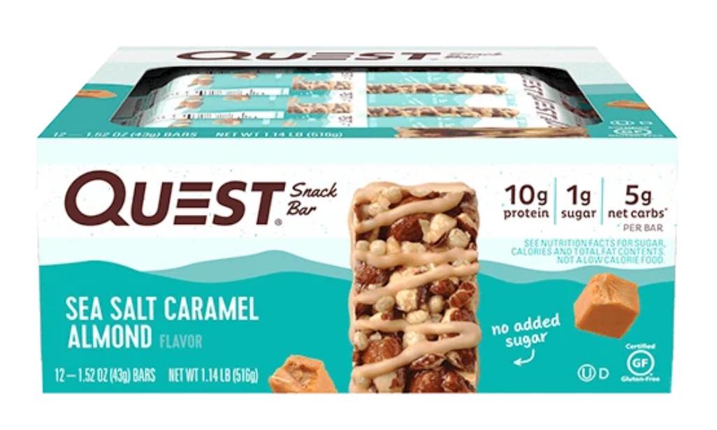 Quest Snack Bars Sea Salt Caramel Almond 12/Box       TEMPORARILY UNAVAILABLE