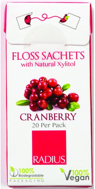 Radius Floss Sachets with Natural Xylitol Cranberry 20 Per pack