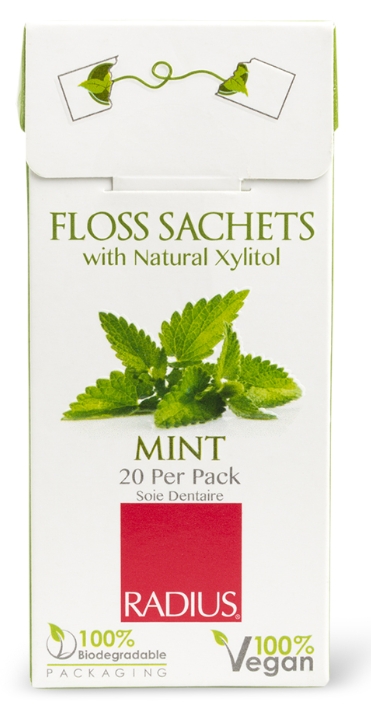 Radius Floss Sachets with Natural Xylitol Mint 20 Per Pack