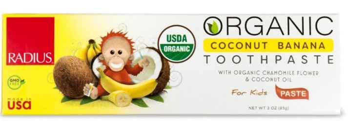 Radius Organic Children's Coconut Banana Toothpaste age 6 mo+ 1.7 oz.