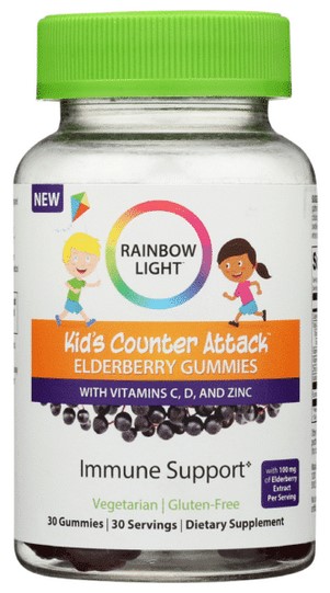 Rainbow Light New Kids Counter Attack Elderberry 30 Gummies