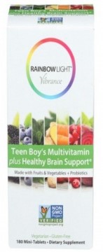 Rainbow Light Vibrance Teen Boy's Multivitamin plus Healthy Brain Support* 180 Mini-tab