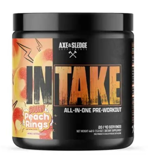 Axe & Sledge INTAKE Pre Workout Sour Peach Rings Flavor 20/40 Servings