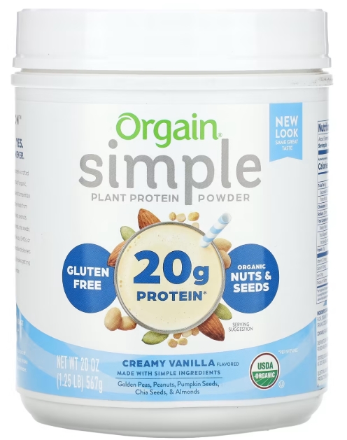 Orgain 20g Simple Plant Protein 20 oz Creamy Vanilla Flavor 14 Servings