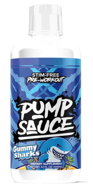 Pump Sauce Pre Workout (non-stim) 32 oz Gummy Sharks Flavor 32/16 Servings