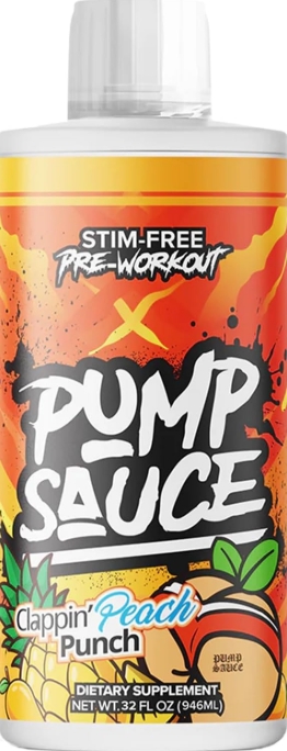Pump Sauce Pre Workout (non-stim) 32 oz Clappin'Peach Punch Flavor 32/16 Servings